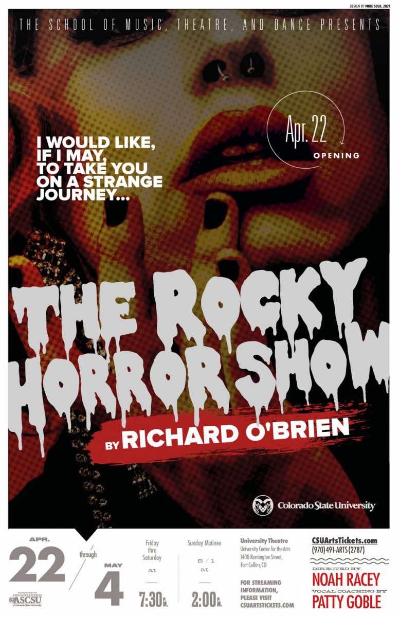 poster for Colorado State University's 2022 production of The Rocky Horror Show